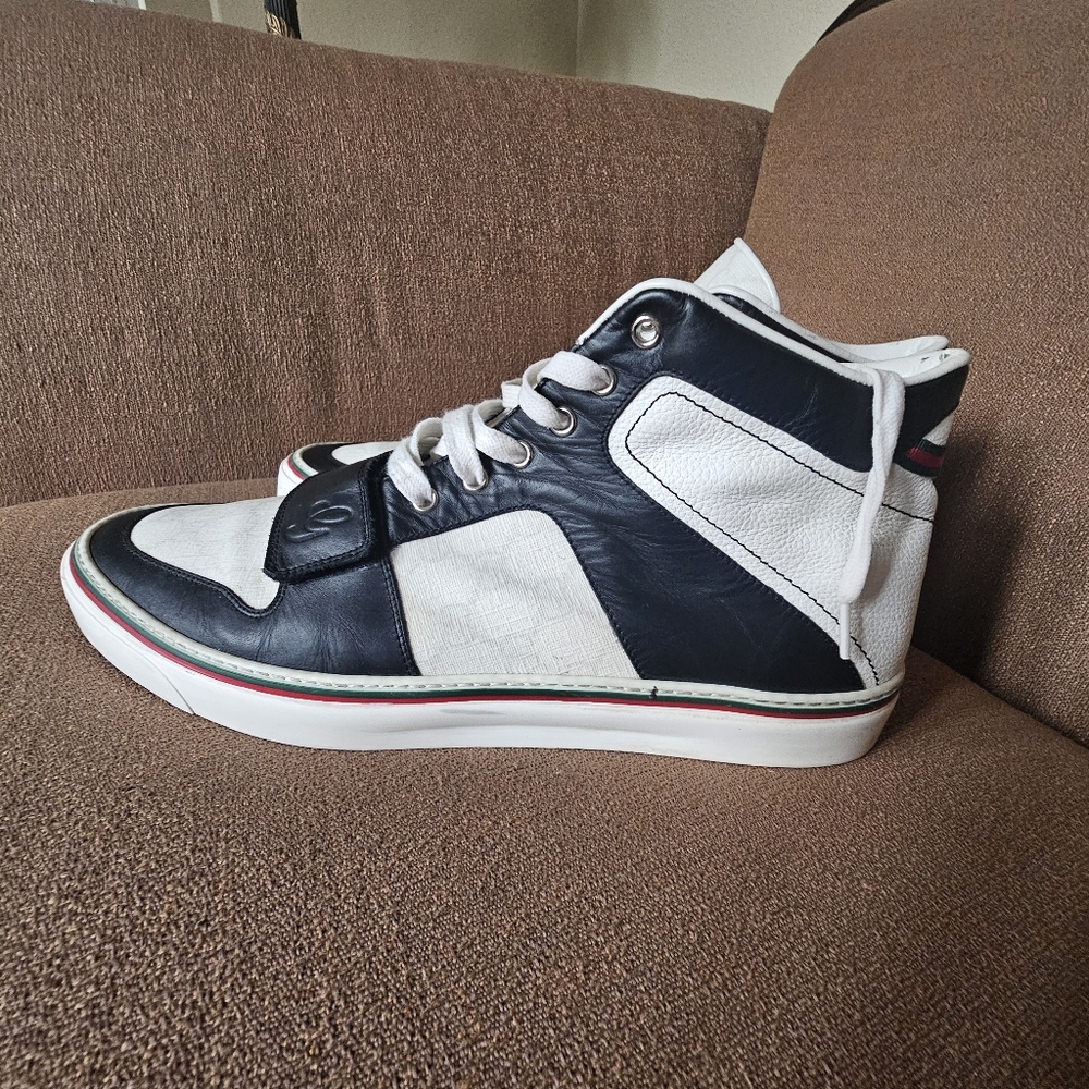 Gucci GG Monogram High-Top Leather Sneakers Size 14 - Picture 4 of 15